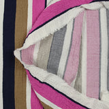 Viscose gaufrée imprimée rayée magenta, taupe et marine
