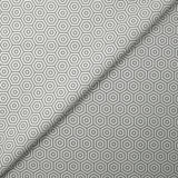 Crêpe viscose imprimé labyrinthe hexagonal gris et blanc