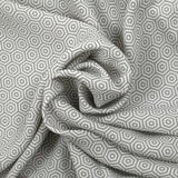 Crêpe viscose imprimé labyrinthe hexagonal gris et blanc