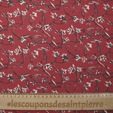 Crêpe viscose imprimé lien floral fond bordeaux
