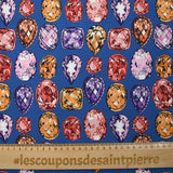 Crêpe viscose imprimé pierre précieuse fond bleu roi