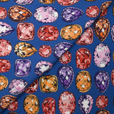 Crêpe viscose imprimé pierre précieuse fond bleu roi