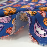 Crêpe viscose imprimé pierre précieuse fond bleu roi