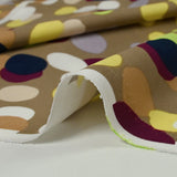 Twill de viscose imprimé tache de pois fond taupe