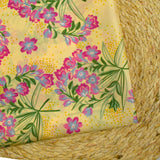 Satin 100% soie imprimé printemps fond vanille