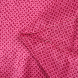 Satin de soie imprimé carrés de fleurs fuchsia