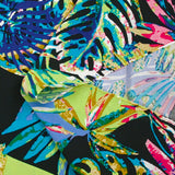 Viscose imprimée nature psychédélique fond vert clair et bleu lavande