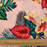 Viscose imprimée Honolulu fond rose clair