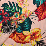 Viscose imprimée Honolulu fond rose clair