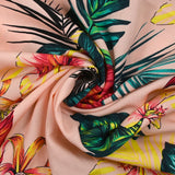 Viscose imprimée Honolulu fond rose clair