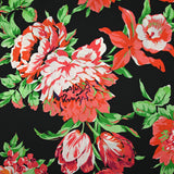 Twill de soie imprimé le temps des fleurs fond noir