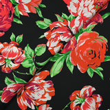 Twill de soie imprimé le temps des fleurs fond noir