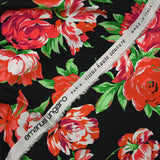 Twill de soie imprimé le temps des fleurs fond noir