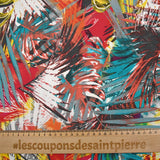 Viscose imprimée explosion tropicale fond rouge