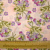 Satin 100% soie imprimé printemps fond rose clair