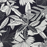 Viscosa natural estampada en negativo con fondo azul medianoche