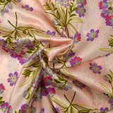 Satin 100% soie imprimé printemps fond rose clair