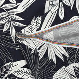 Viscosa natural estampada en negativo con fondo azul medianoche