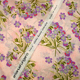 Satin 100% soie imprimé printemps fond rose clair