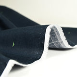 Coton tissé aspect lin imprimé oiseaux vert fond marine