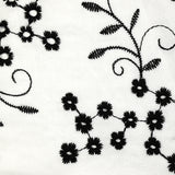 Fondo blanco marguerite bordado de poliéster de sarga de poliéster