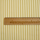 Popeline de coton tissée-teinte rayée dorée fond blanc