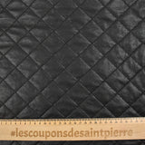 Simili cuir matelassé sur maille de laine mélangée noir