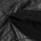 Simili cuir matelassé sur maille de laine mélangée noir