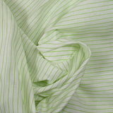 Coton fin tissé-teint rayé 1mm vert fond blanc