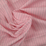 Fine striped woven-dyed cotton 10mm pink background