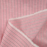 Fine striped woven-dyed cotton 10mm pink background