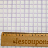 Popeline de coton tissée-teinte à carreaux violet fond blanc
