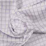 Popeline de coton tissée-teinte à carreaux violet fond blanc