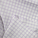 Popeline de coton tissée-teinte à carreaux violet fond blanc