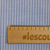 Coton tissé-teint rayé bleu 2mm fond blanc