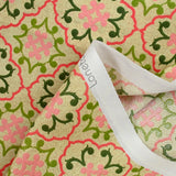 Polycoton imprimé azulejo rose et vert