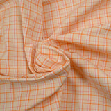Popeline de coton tissée-teinte à carreaux fond orange