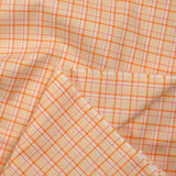 Popeline de coton tissée-teinte à carreaux fond orange