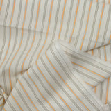 Popeline de coton tissée-teinte rayée orange fond blanc