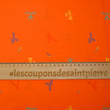 Coton imprimé sport fond orange