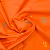 Coton imprimé sport fond orange