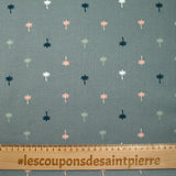 Coton imprimé palmiers fond gris souris