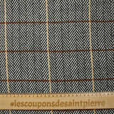 Laine mélangée thermocollée ligne marron et beige fond chevrons