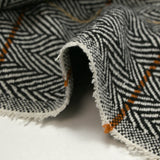 Laine mélangée thermocollée ligne marron et beige fond chevrons
