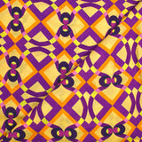 Viscose imprimée géométrie enchaînée violet fond jaune beurre