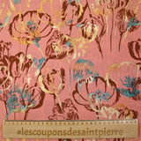 Viscose imprimée ombre de tulipes fond vieux rose