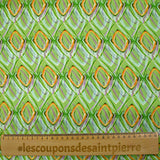 Satin de viscose imprimé disco retro fond vert