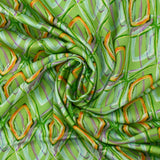 Satin de viscose imprimé disco retro fond vert