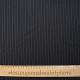 Tissu tailleur flanelle 100% laine Super 120's rayé 1 cm fond bleu nuit
