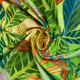 Crêpe viscose imprimé jungle en dessin vert